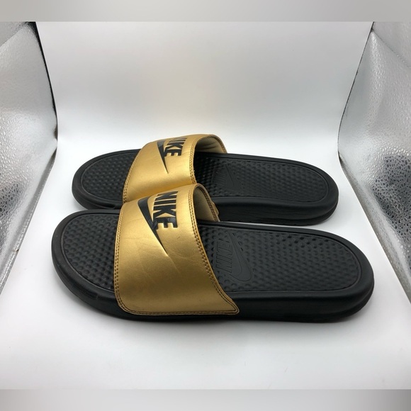 Nike Shoes - Nike Benassi JDI gold slides womens size 9